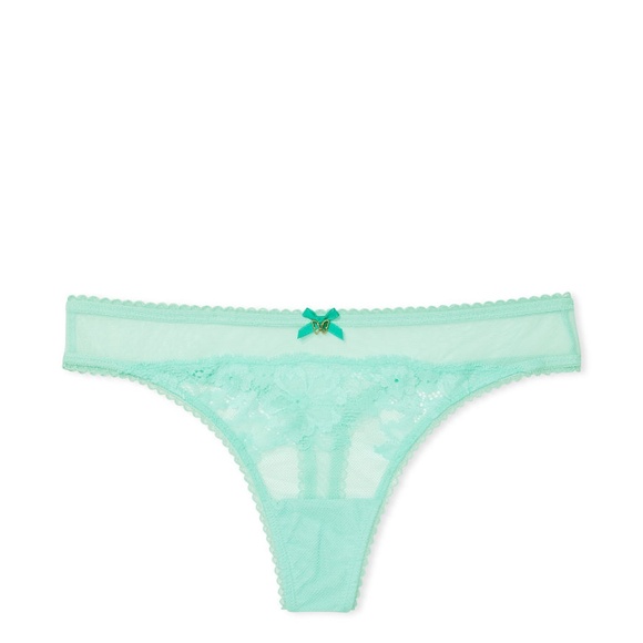 Victoria's Secret Body By Victoria Lace-Front Thong Panty Crème De Mint M NEW - Picture 5 of 5